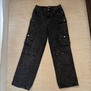 Womens Fashion Nova Black Cargo Jeans